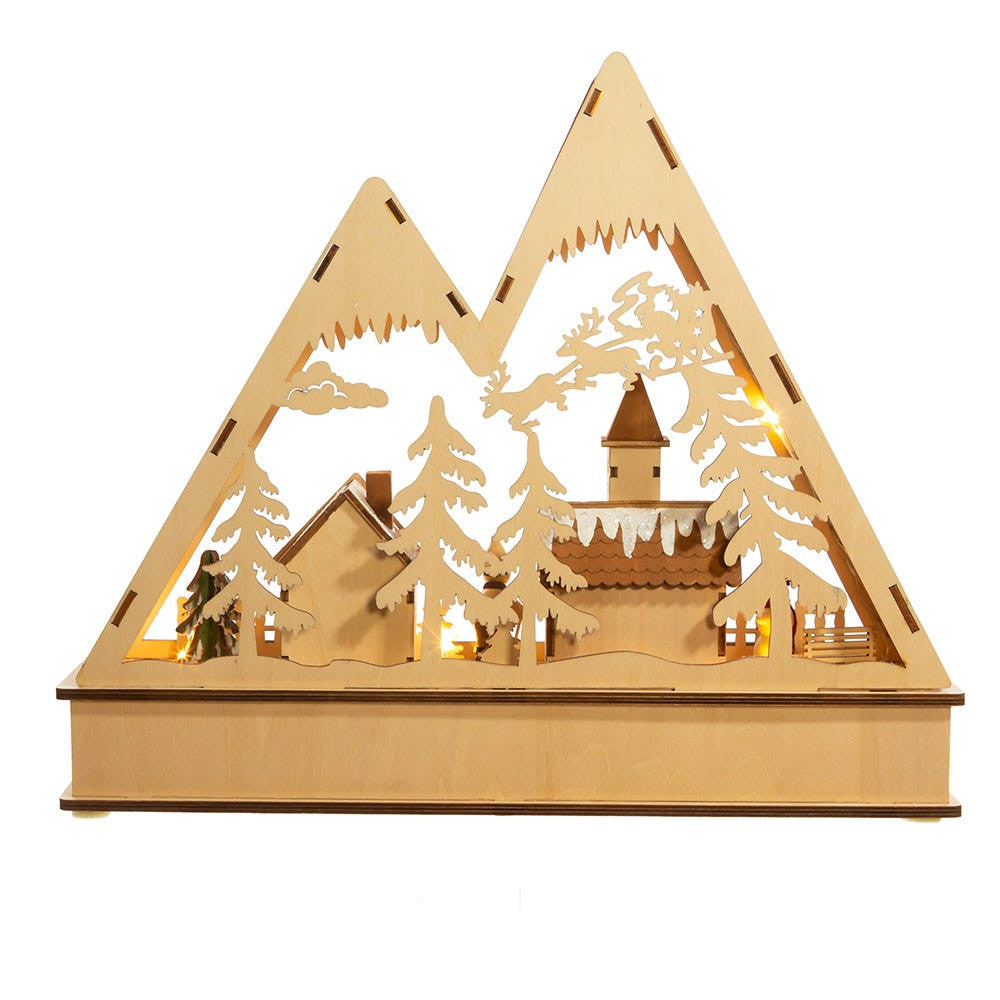 Battery Operated Light-Up LED Mountain Village