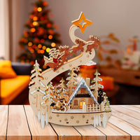 Battery Operated Light-Up LED Christmas Village With Santa