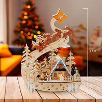 Battery Operated Light-Up LED Christmas Village With Santa