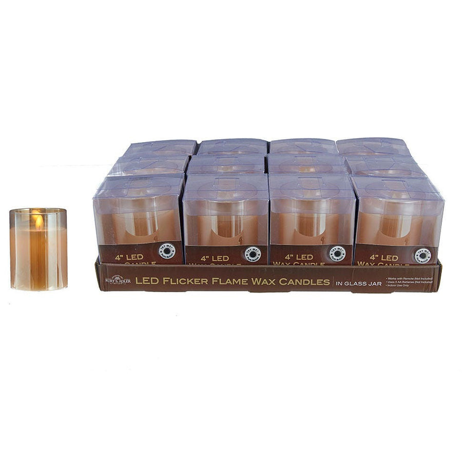 4" Battery-Operated Small Flicker Flame Candle In Glass Jar