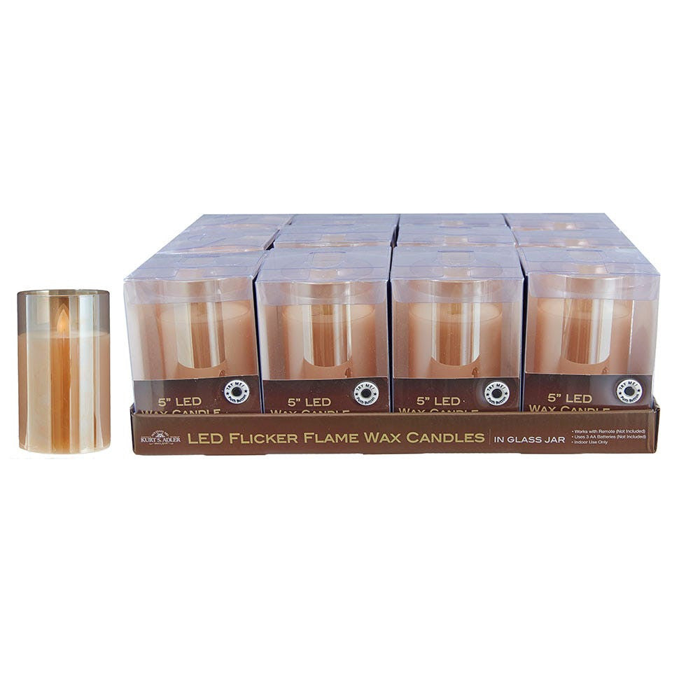 5" Battery-Operated Medium Flicker Flame Candle In Glass Jar