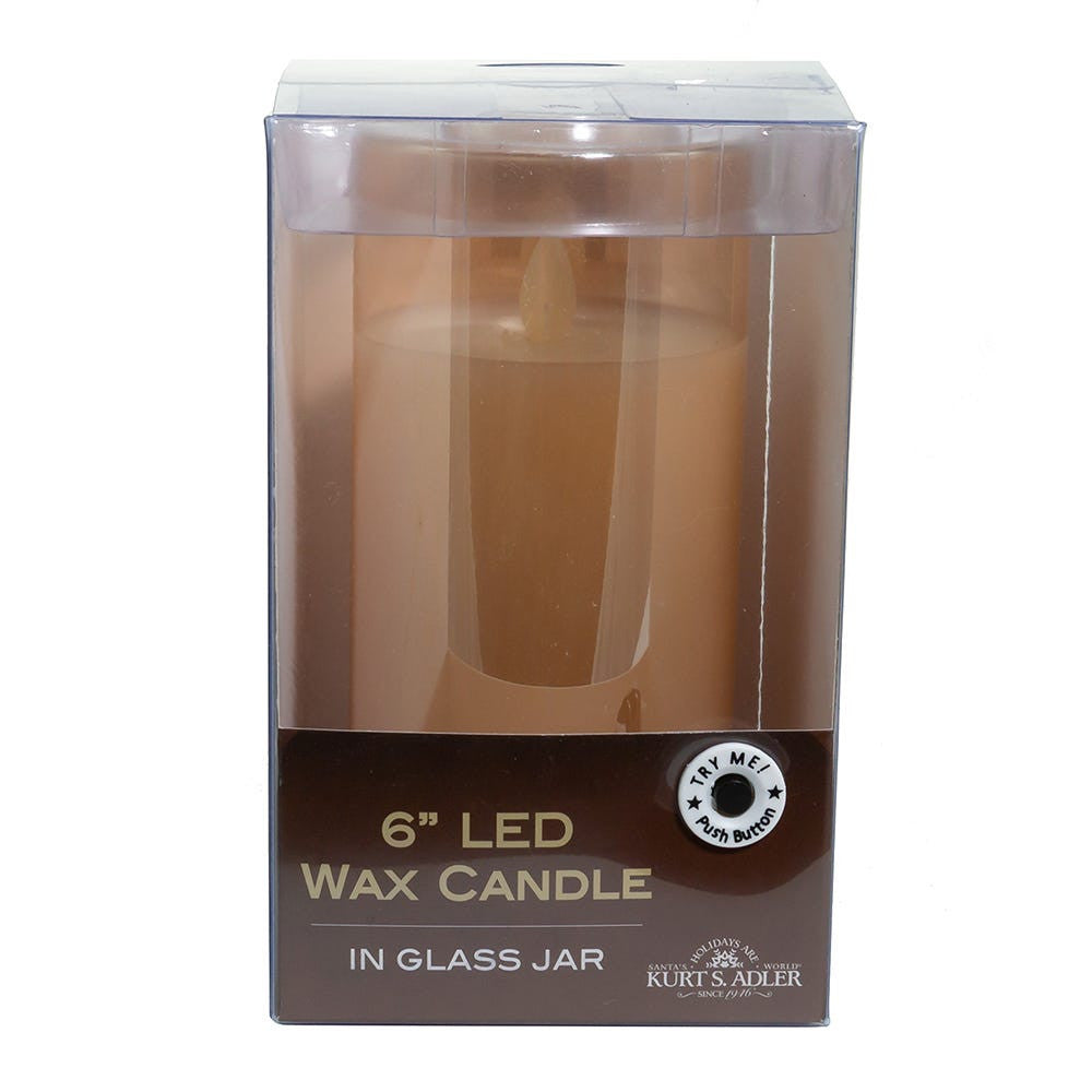 6" Battery-Operated Large Flicker Flame Candle In Glass Jar
