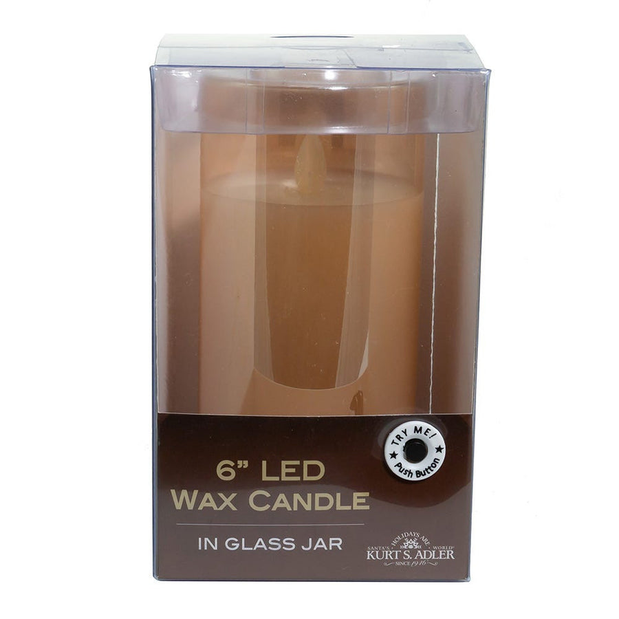6" Battery-Operated Large Flicker Flame Candle In Glass Jar