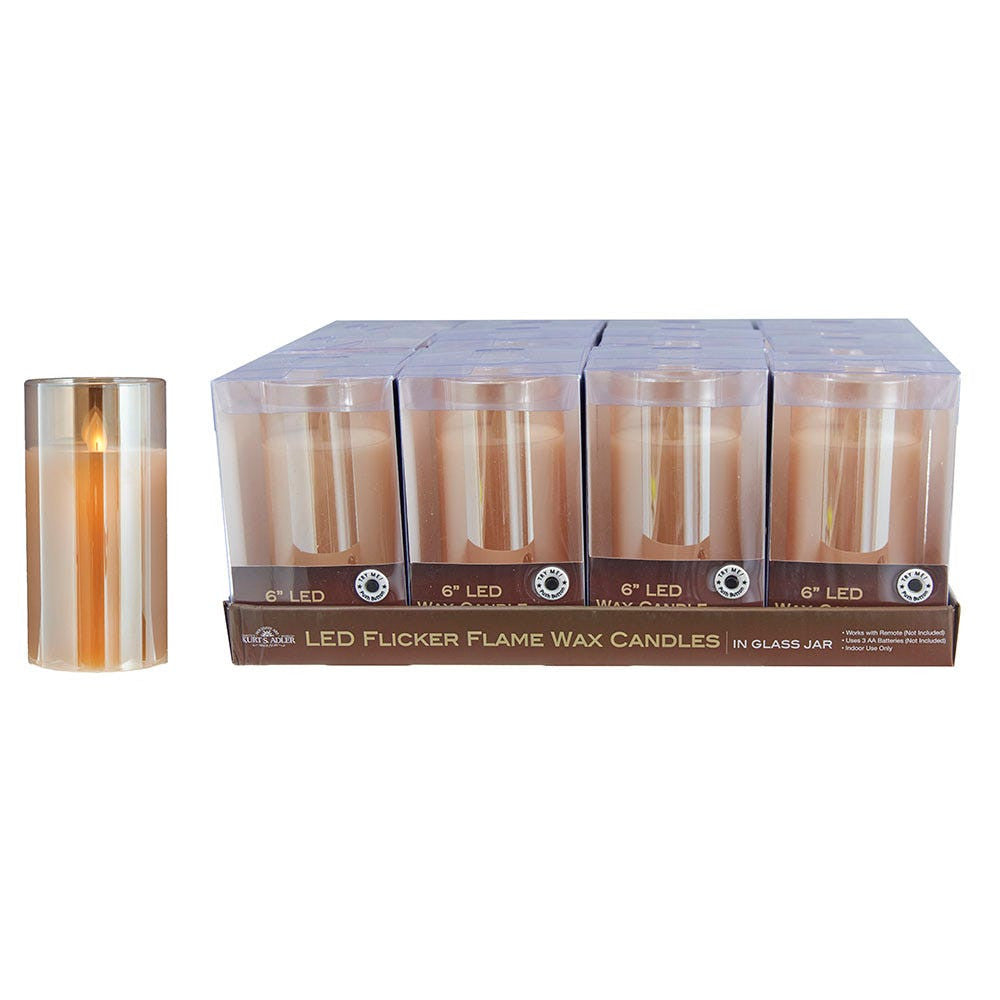 6" Battery-Operated Large Flicker Flame Candle In Glass Jar