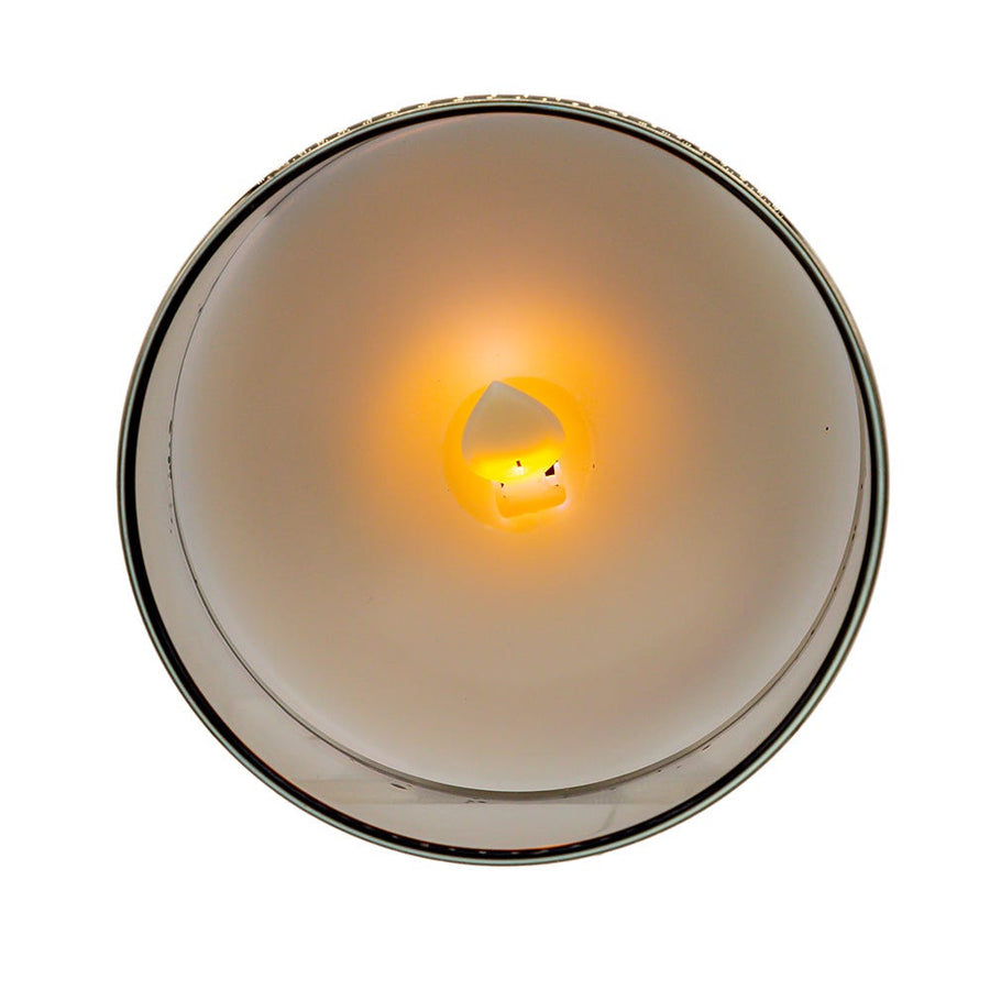 5" Battery Operated Flicker Flame Candle In Grey Glass Jar