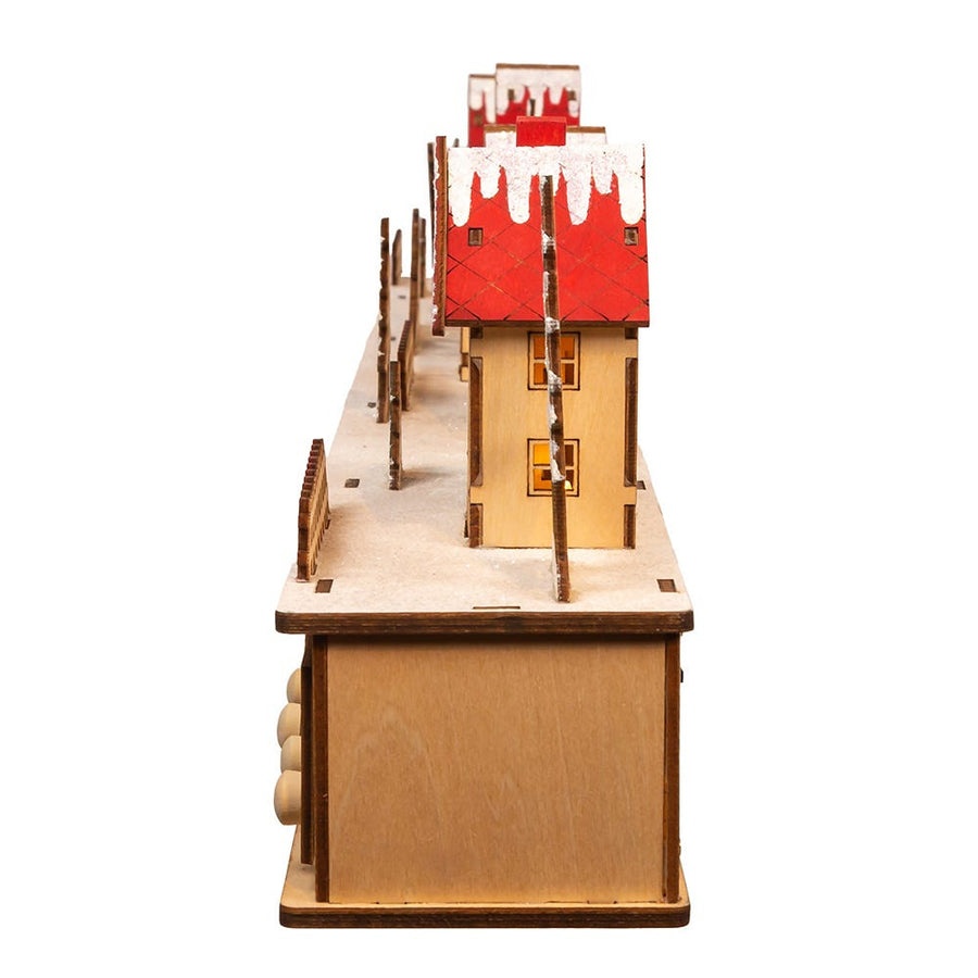 7" Battery Operated 15-light LED Christmas Village With Advent Calendar