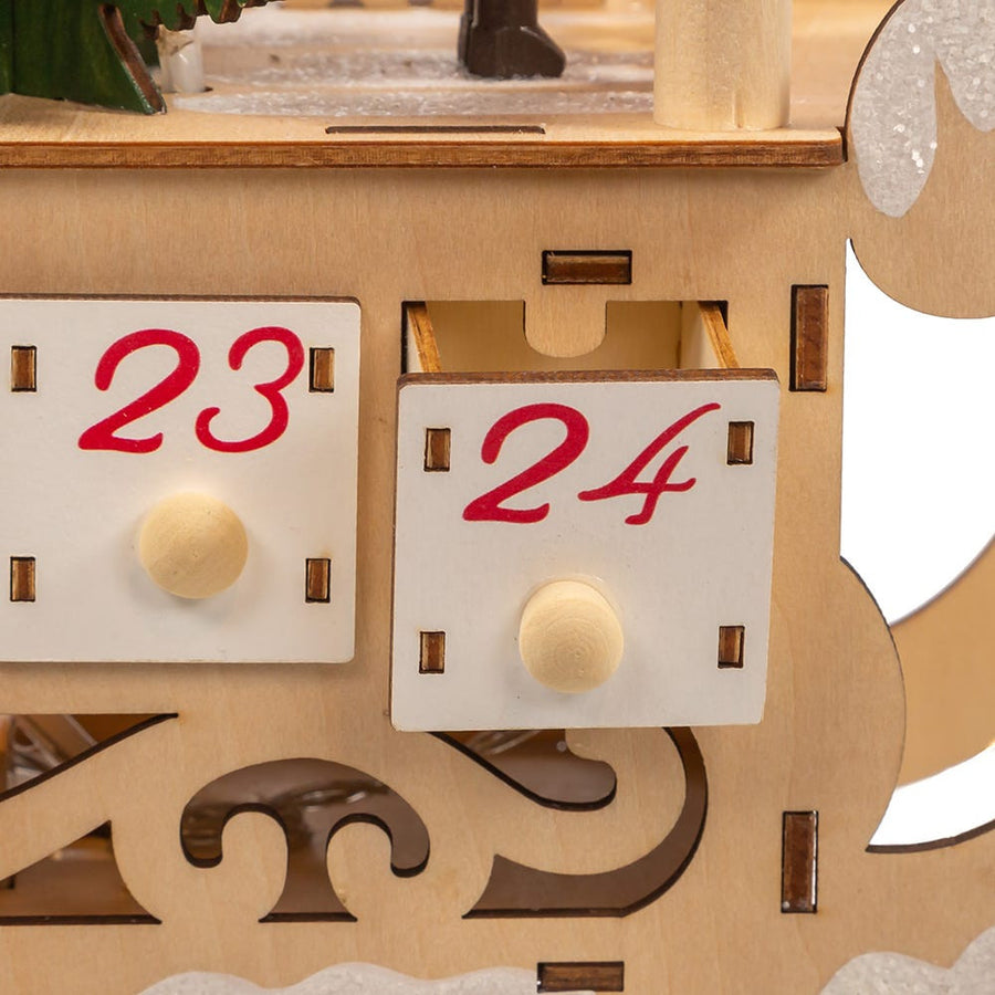 8.25" Battery Operated 6-light LED Santa Sleigh With Advent Calendar