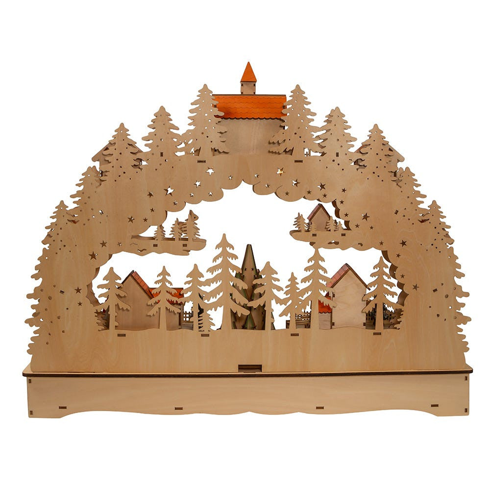 18.5" Wooden LED Light-Up Musical/Motion Christmas Village
