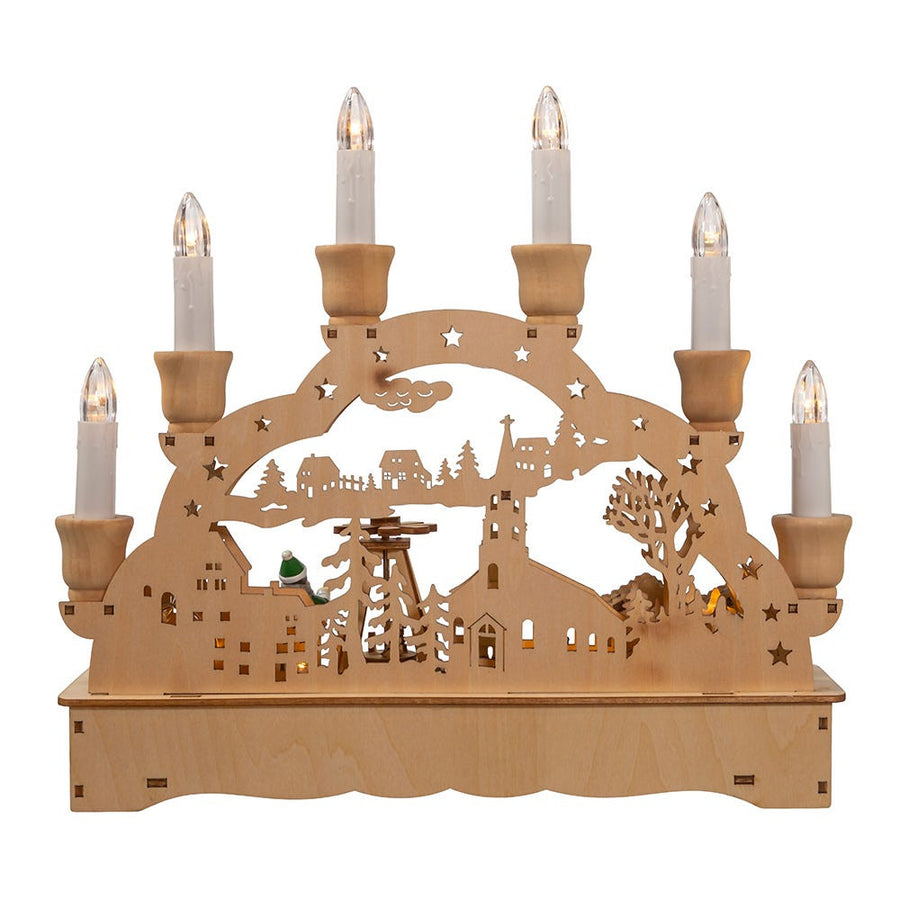 10.25" Wooden LED Light-Up Musical/Motion Christmas Village