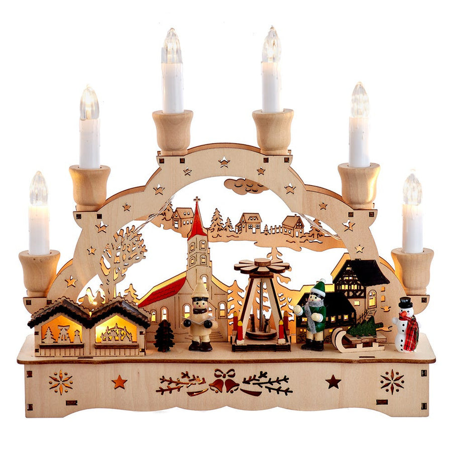 10.25" Wooden LED Light-Up Musical/Motion Christmas Village