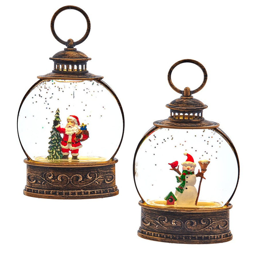 5" Battery Operated LED Miniature Santa & Snowman Water Lanterns