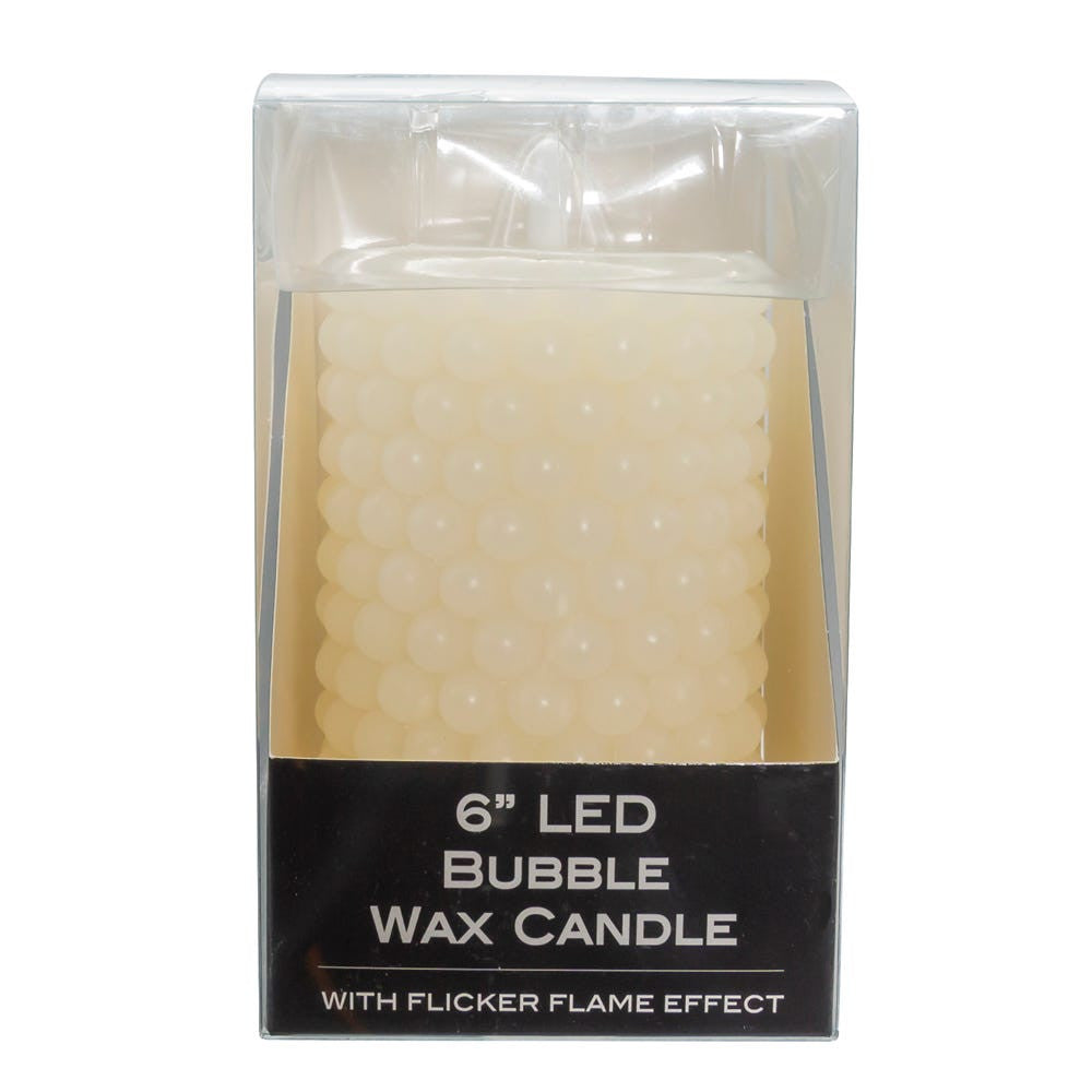 6" Battery Operated LED Flicker Flame Bubble Candle