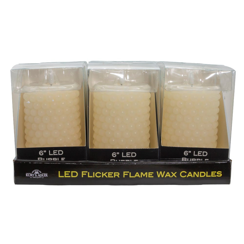 6" Battery Operated LED Flicker Flame Bubble Candle