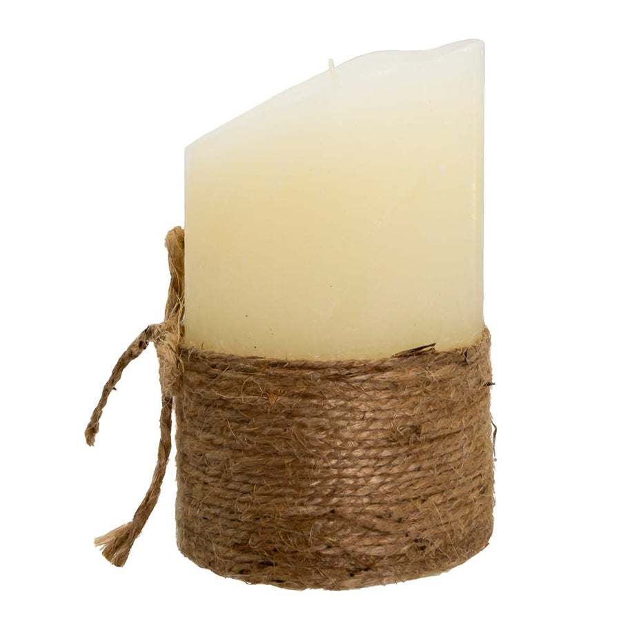 5" LED Battery Operated Ivory & Rope Flicker Flame Candle