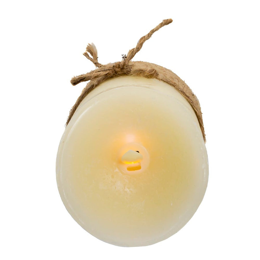 5" LED Battery Operated Ivory & Rope Flicker Flame Candle