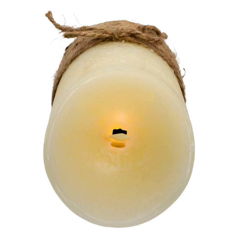 6" LED Battery Operated Ivory & Rope Flicker Flame Candle
