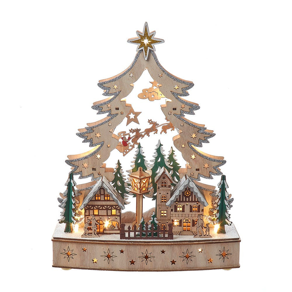 12.6" Battery Operated Lighted Christmas Tree Village