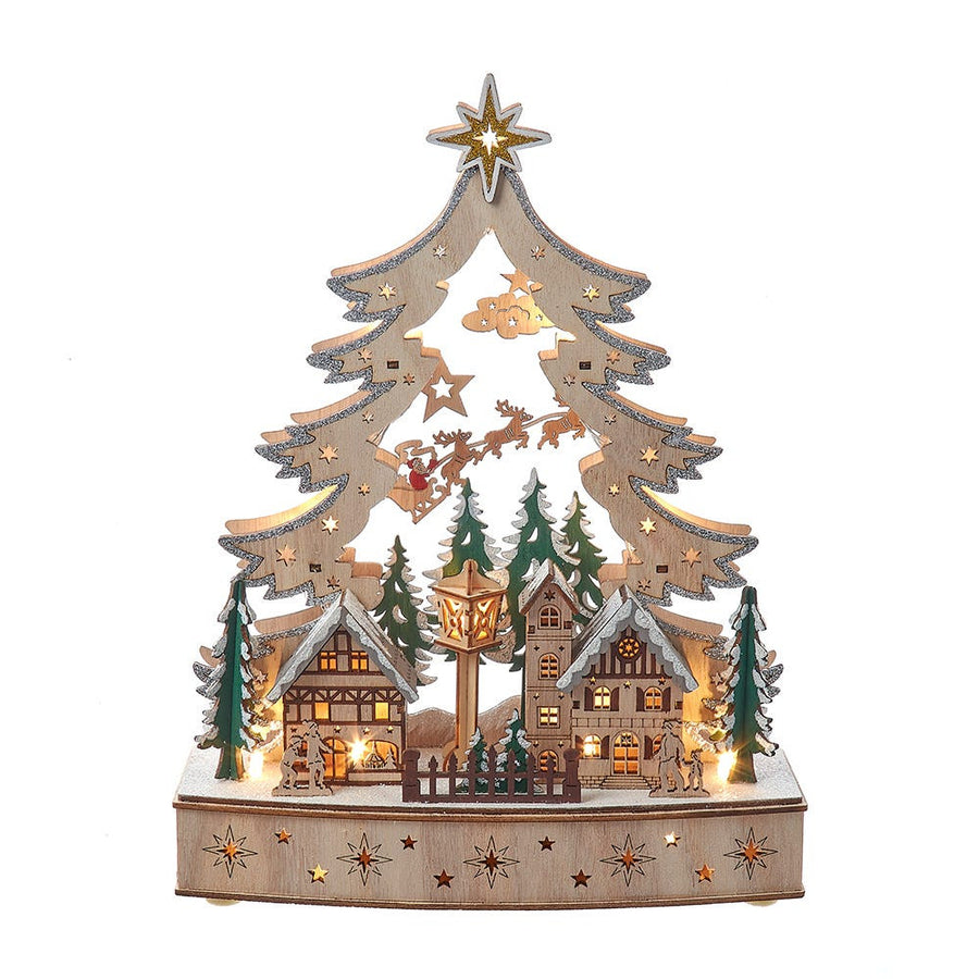 12.6" Battery Operated Lighted Christmas Tree Village