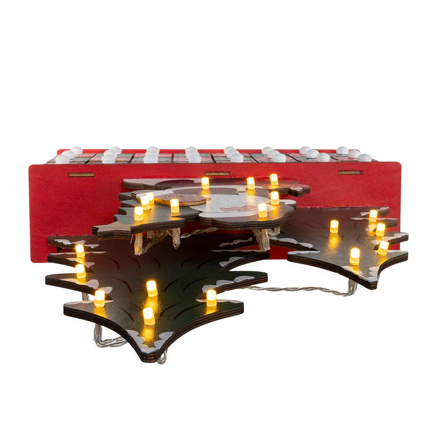 15.75" Battery Operated Wooden LED Lighted Advent Calendar