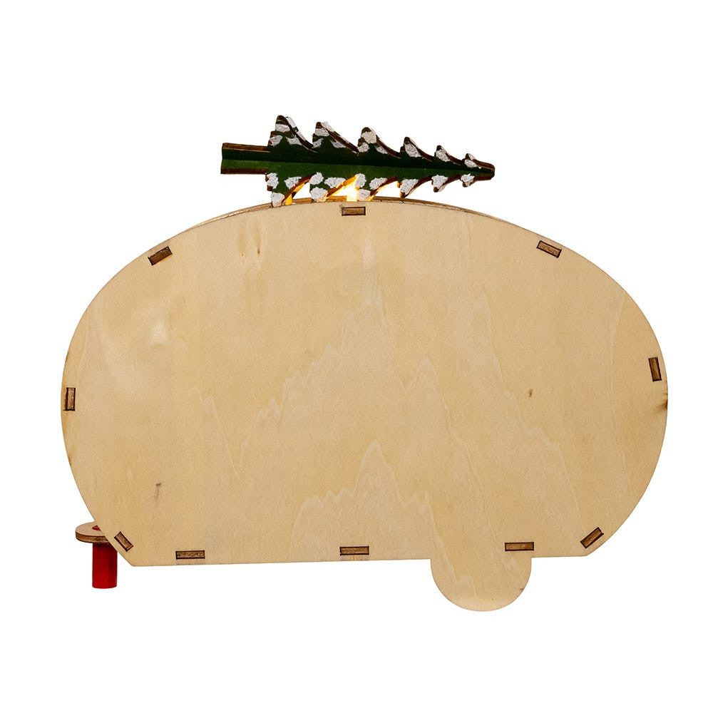 6.69" Battery Operated Wooden Lighted Camper Van
