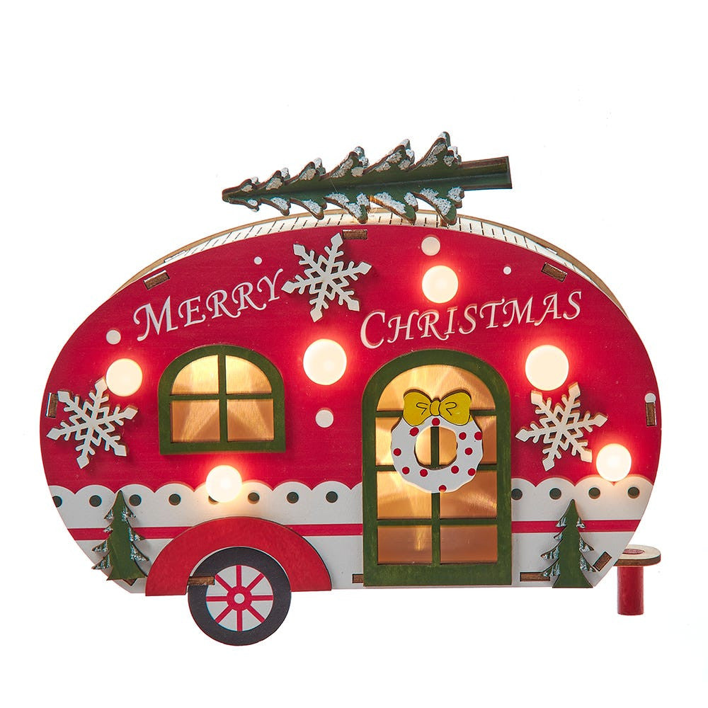6.69" Battery Operated Wooden Lighted Camper Van