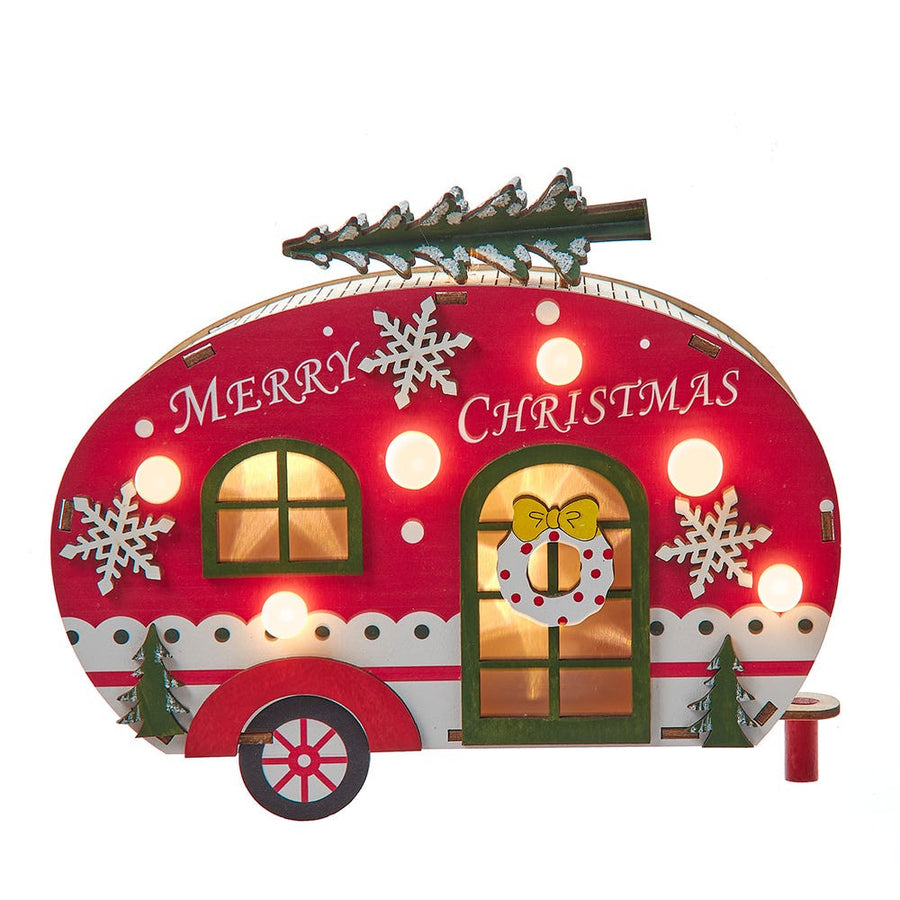 6.69" Battery Operated Wooden Lighted Camper Van
