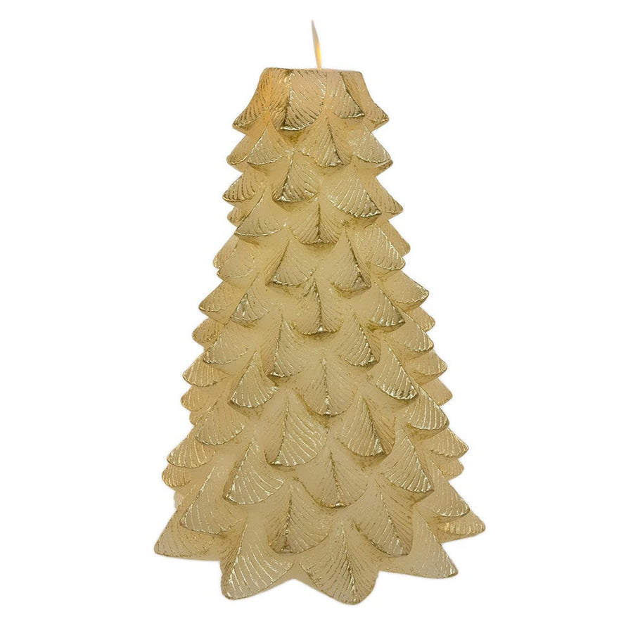 9" Battery Operated Gold Christmas Tree Candle With LED Flicker Flame
