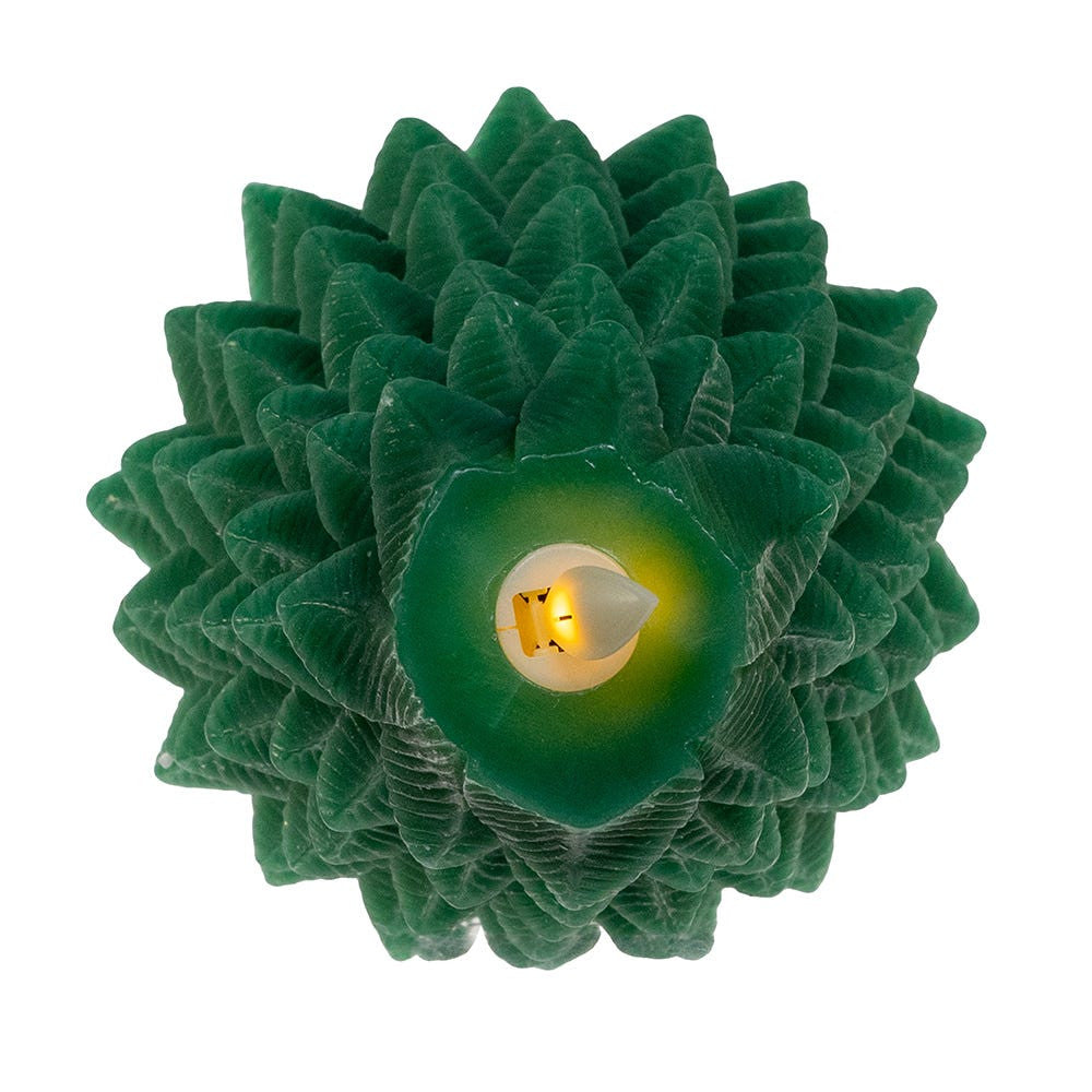 9" Battery Operated Green Christmas Tree Candle With LED Flicker Flame