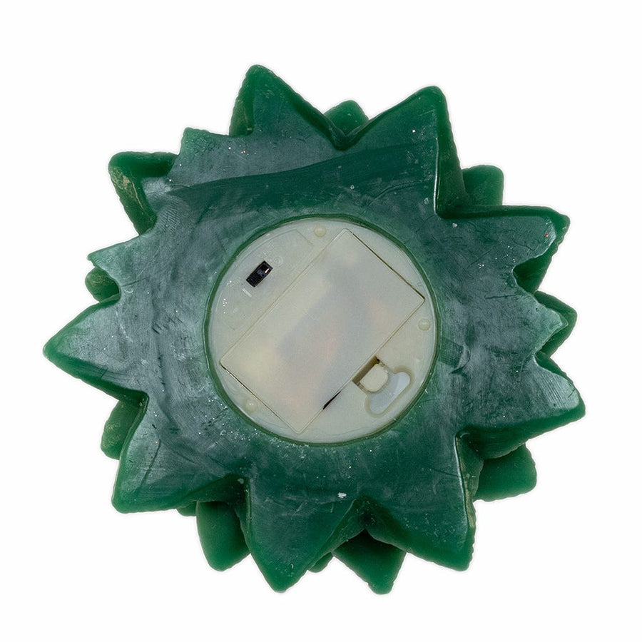 9" Battery Operated Green Christmas Tree Candle With LED Flicker Flame