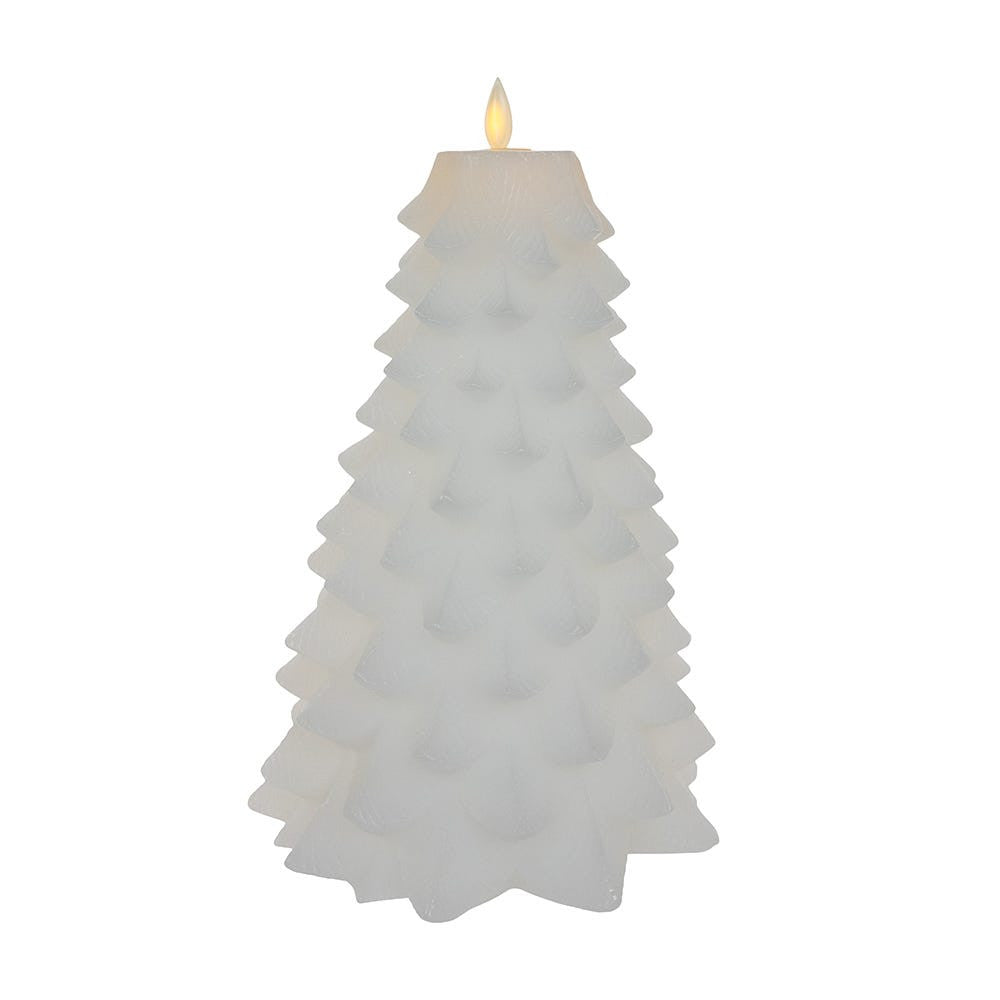 9" Battery Operated White Christmas Tree Candle With LED Flicker Flame