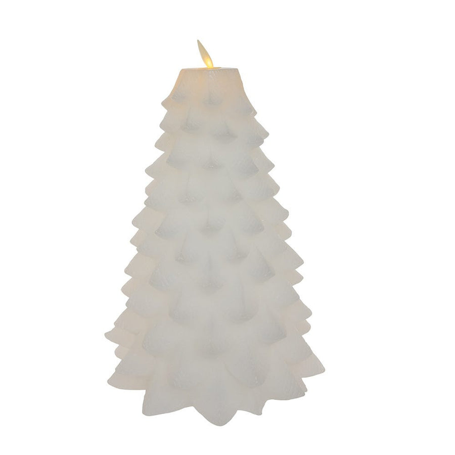 9" Battery Operated White Christmas Tree Candle With LED Flicker Flame