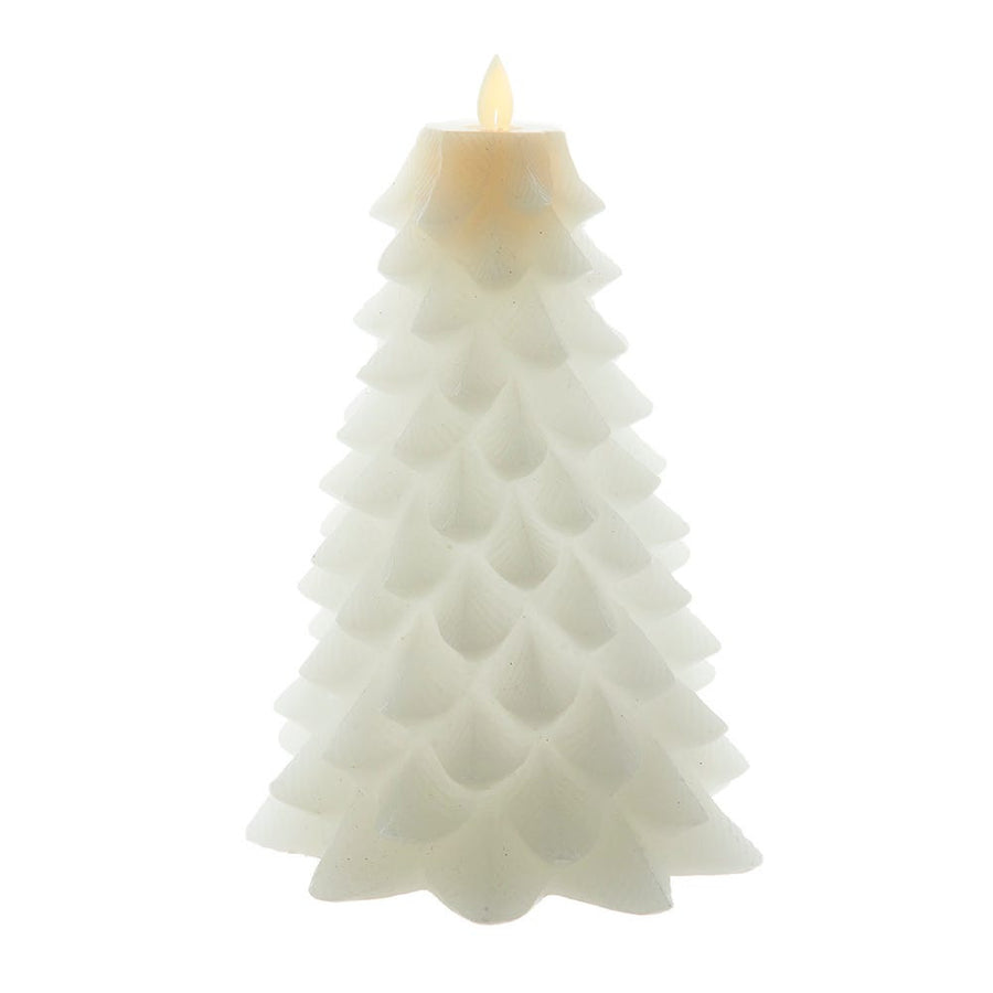 9" Battery Operated White Christmas Tree Candle With LED Flicker Flame