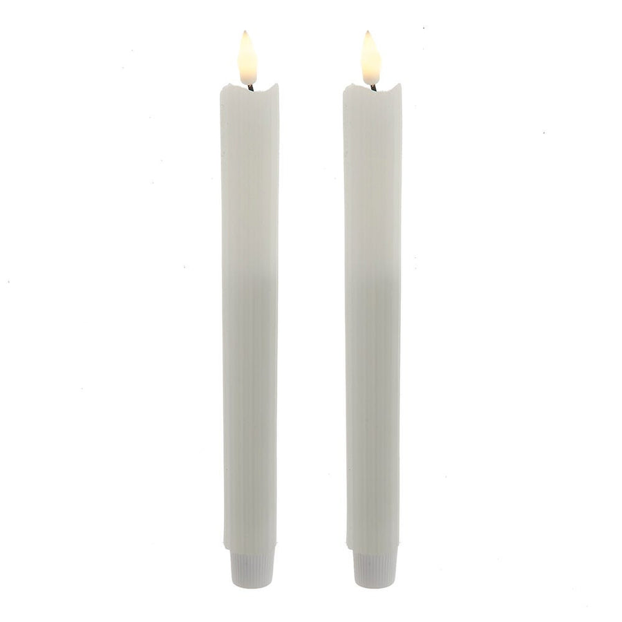 9.7" Battery Operated LED Flicker Flame Ridged Taper Candles