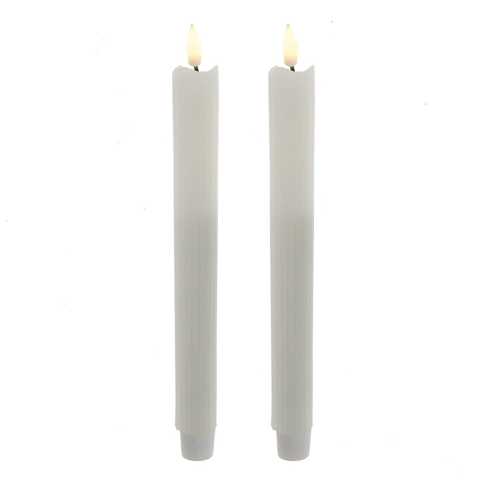 9.7" Battery Operated LED Flicker Flame Ridged Taper Candles