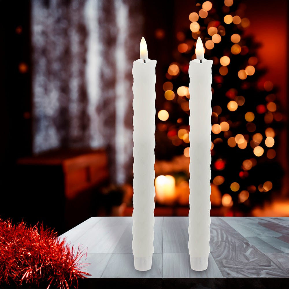 9.7" Battery Operated LED Flicker Flame Diamond Shaped Taper Candles
