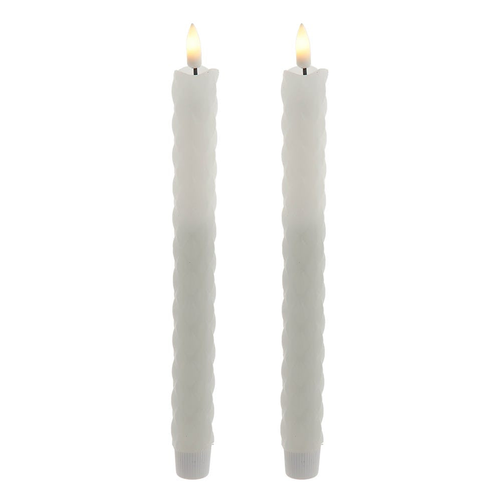9.7" Battery Operated LED Flicker Flame Diamond Shaped Taper Candles