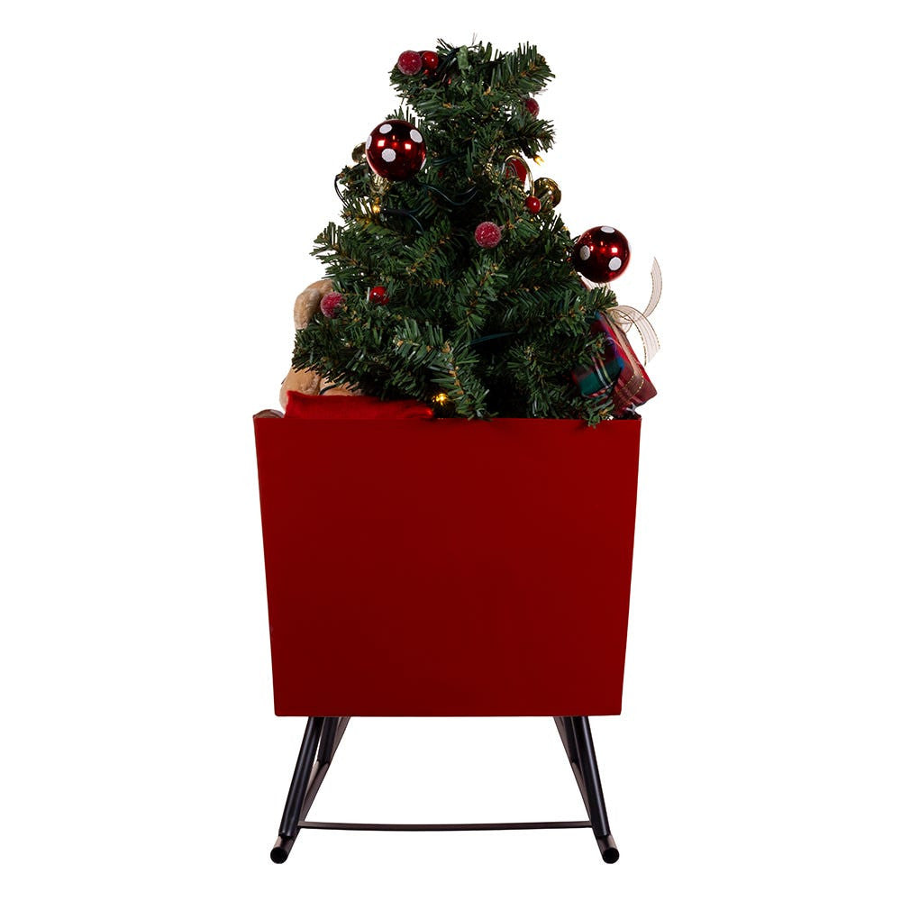 24" Battery Operated Musical LED Santa In Metal Sleigh Table Piece