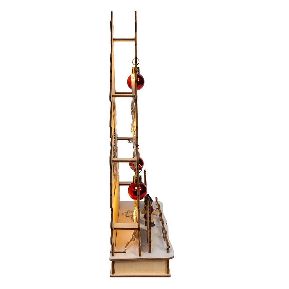8.3" Battery Operated LED Lighted Tree With Village Scene Table Piece