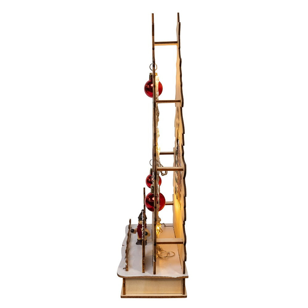 8.3" Battery Operated LED Lighted Tree With Village Scene Table Piece