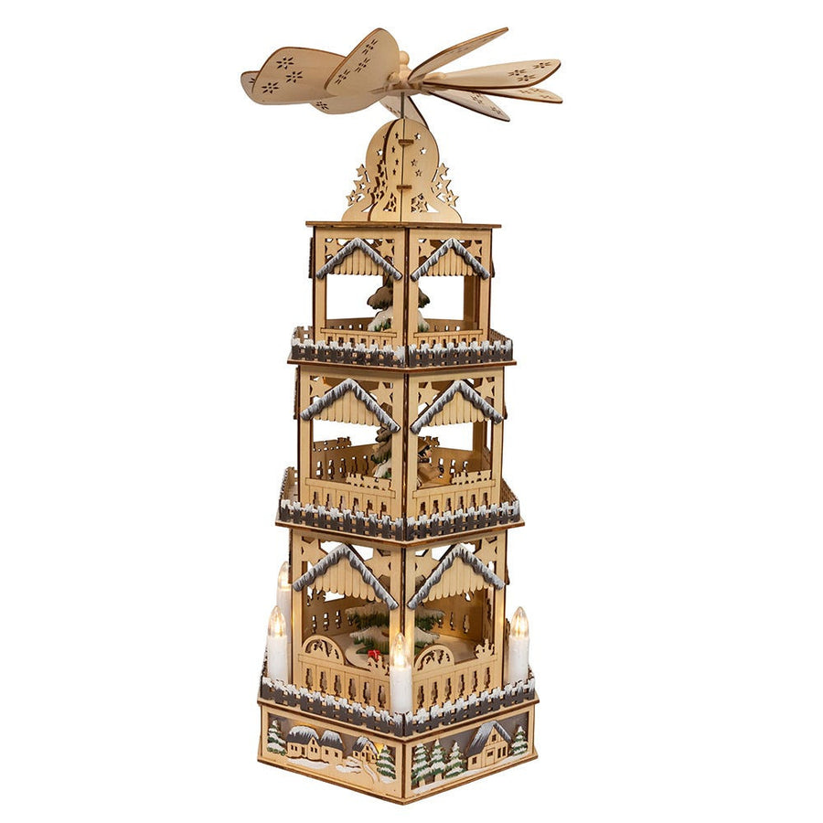 19.29" Battery Operated LED Lighted 3-Story Tower Windmill Table Piece