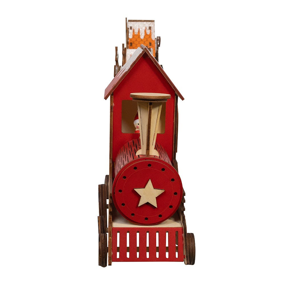 22.24" Battery Operated LED Lighted Train With Santa & Home Scene Table Piece