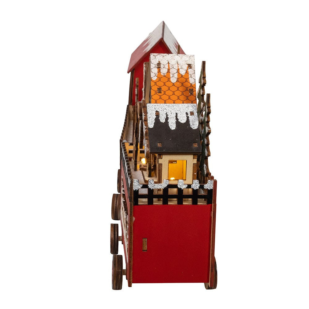 22.24" Battery Operated LED Lighted Train With Santa & Home Scene Table Piece