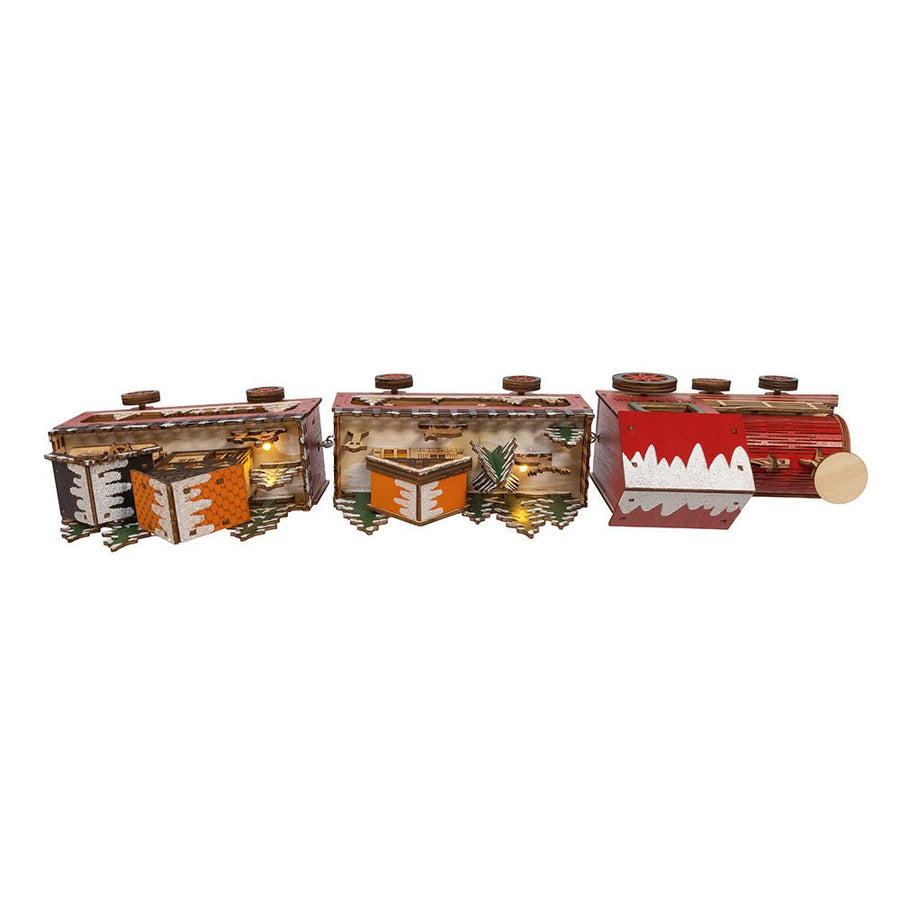 22.24" Battery Operated LED Lighted Train With Santa & Home Scene Table Piece