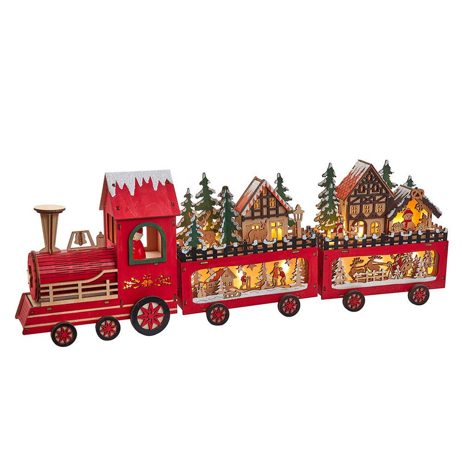 22.24" Battery Operated LED Lighted Train With Santa & Home Scene Table Piece