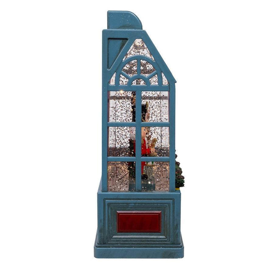 8.375" Battery Operated USB LED Lighted Christmas Shop With Spinning Glitter Water