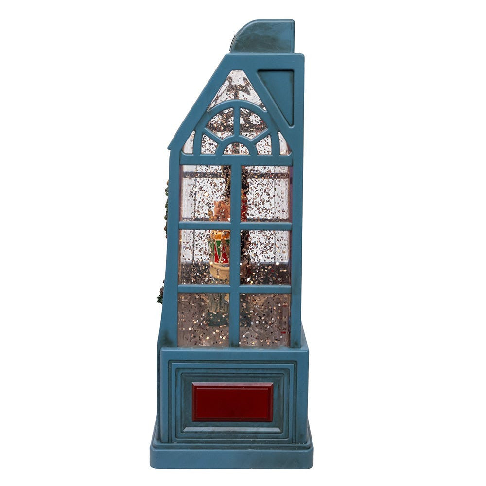 8.375" Battery Operated USB LED Lighted Christmas Shop With Spinning Glitter Water
