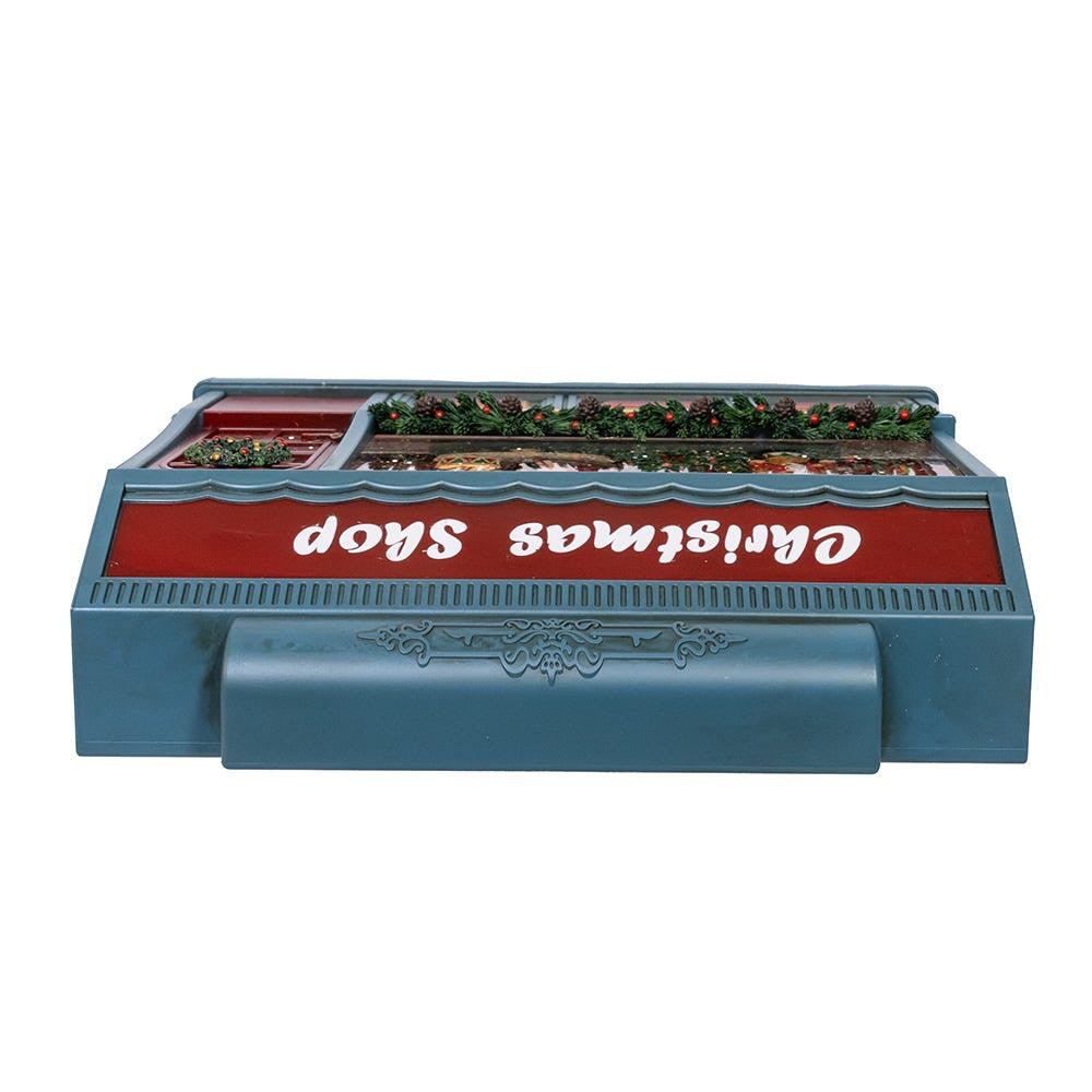 8.375" Battery Operated USB LED Lighted Christmas Shop With Spinning Glitter Water
