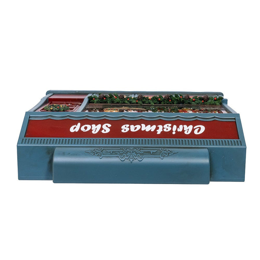 8.375" Battery Operated USB LED Lighted Christmas Shop With Spinning Glitter Water