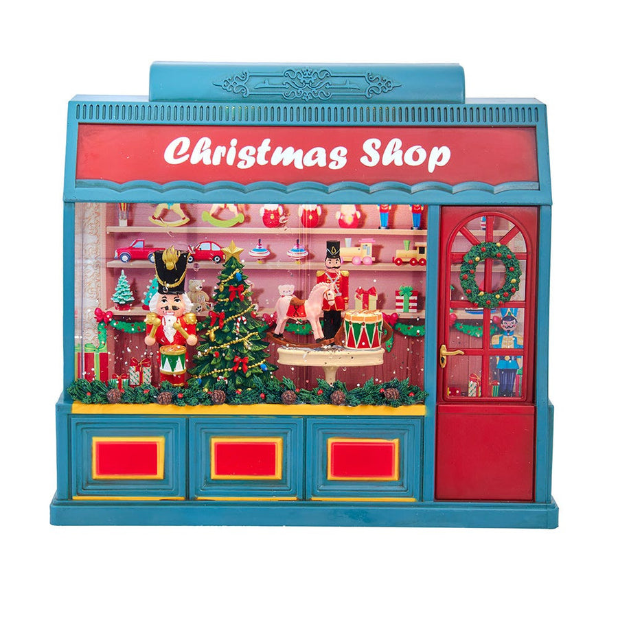 8.375" Battery Operated USB LED Lighted Christmas Shop With Spinning Glitter Water