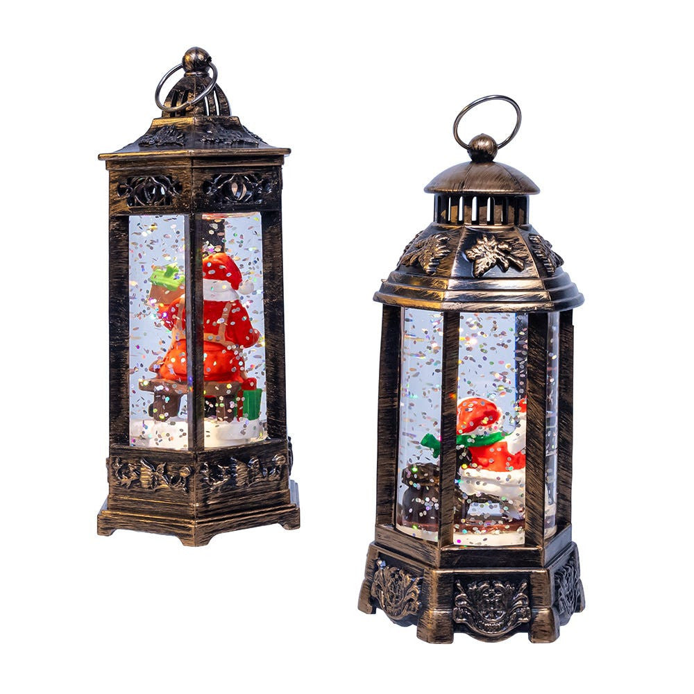Battery Operated LED Multicolor Santa & Snowman Lanterns